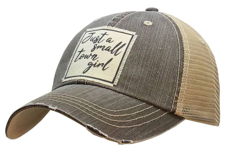 Just a Small Town Girl Trucker Hats Gray