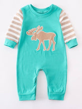 Load image into Gallery viewer, Moose striped romper
